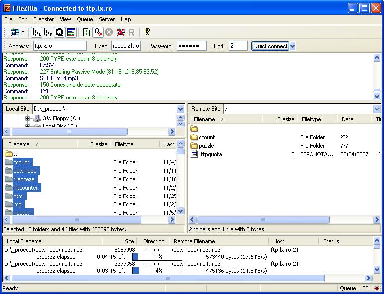 filezilla - upload